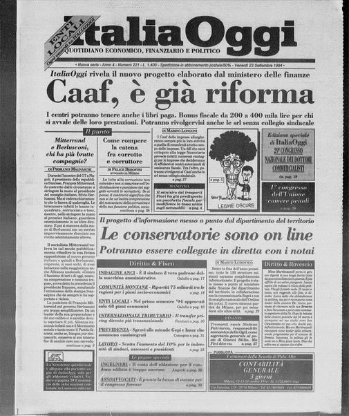 Italia oggi : quotidiano di economia finanza e politica